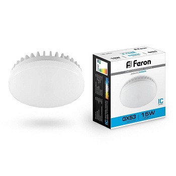 Лампа GX53 LED 15Вт 220В 1220Лм 6400К FERON LB-454 25869