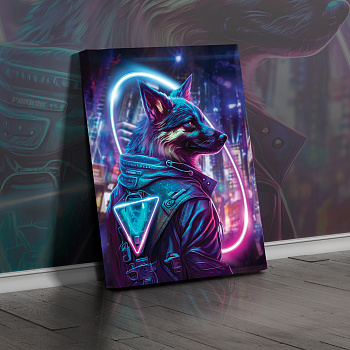 Картина Неоновый Кибер пёс 1 50х70