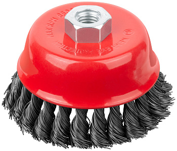 Корщетка-чашка, гайка М14, стальная витая проволока Ø100мм 39468
