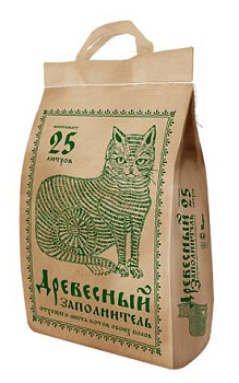 No Name Древесный наполнитель 9,8кг впитывает 25л крафт пакет 15474