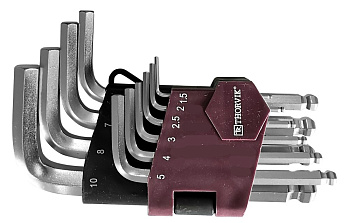 Набор ключей торцевых шестигранных коротких с шаром H1.5-H10 10 предметов 053064 (HKSB10S)