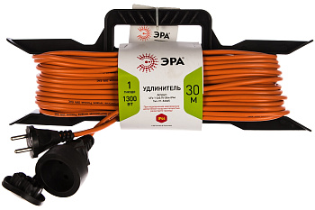 Удлинитель на рамке 30м Оранж 6А ПВС 2*0,75 IP44 ЭРА Б0046822