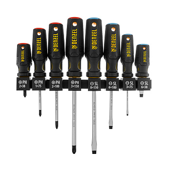 Набор отвёрток "Danzel" на полке 8шт., трехкомпонентная рукоятка 122137