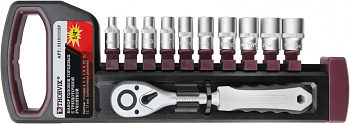 Набор головок торцевых с трещоточной рукояткой 1/4" DR 4-13мм 11 предметов 054369 (S11S1111SP)