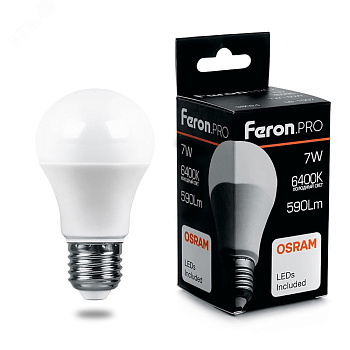 Лампа LED A55 7W 6400К Холодный E27 230V LB-1007 OSRAM 38025