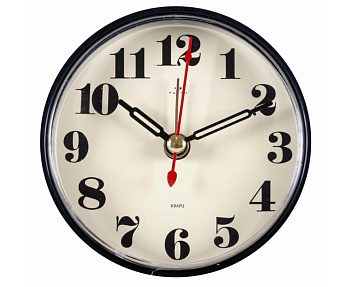 В7-006 (в кор.40шт) - Будильник кварц, корпус черный "Классик" "Рубин", размер: 8х8х3,7 см, материал