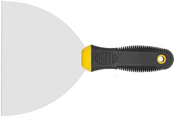 Шпатель нержавеющая сталь,черно-желтая прорезиненная ручка 6" (150мм) 06688
