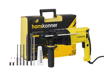 Перфоратор Hanskonner, HRH0822RE 600Вт, 22мм, 2.2Дж, 0-5500уд/мин, 3 реж, 4м рез кабель, кейс
