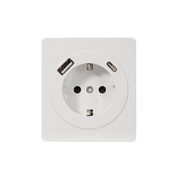 Евророзетка 16А з/к со шторками с USB A+C 5V 3A MIELE ROUND ПЕРЛАМУТР KRANZ KR-78-0704-1
