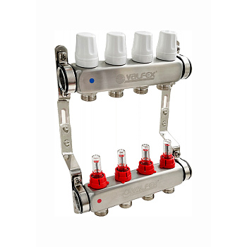 Блок коллекторов НЕРЖ с расход. 1"х 7 вых Евроконус 3/4" VALFEX VF.584.0607