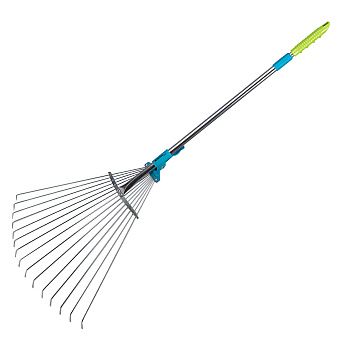 Грабли веерные стальные, 190-600х790-1620 мм ,15 зубьев, раздвижные,стальной черенок, LUXE// Palisad