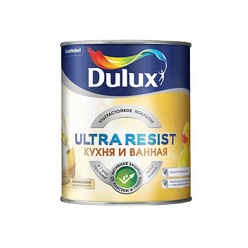 Краска ВД DULUX Ultra Resist Кухня и Ванная д/стен и потолков база BW (1л)  5255520
