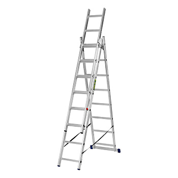 Лестница трехсекционная, алюминиевая "Сибртех" 3х8 ступеней 97818