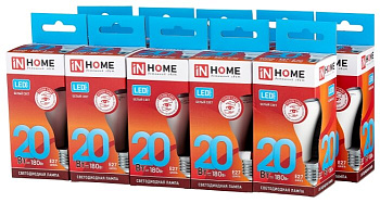 Лампа LED A60 20W 150-275V 1800lm 4000K E27 VC IN HOME