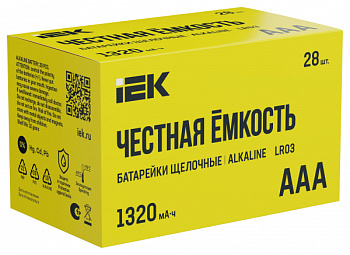 Алкалиновые щелочные батарейки LR03/ААА Optima IEK ABT-LR03-OP-B28 (бл.28шт)