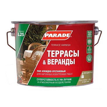Лак д/террас алкидно-уретановый L25 PARADE глянцев.2,5л