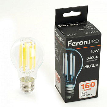 Лампа LED-ШАР DECO 16W 220В Е27 6500К 2600Лм прозр.LB-1116 PRO OSRAM 51237