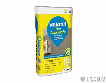 Цементная жесткая обмазочная гидроизоляция vetonit tec AquaSafe PRO 25кг