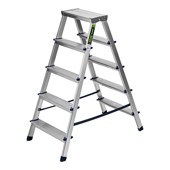 Стремянка двусторонняя, алюминиевая "Сибртех" 5 ступеней 97925