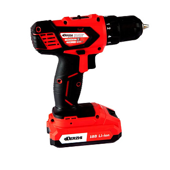 Дрель-шуруповерт акк. 18В/2акк./1,5А*ч/Li-Ion/35Нм/БЗП/подсветка/кейс DERZHI (1/5) ДА-18/2Д
