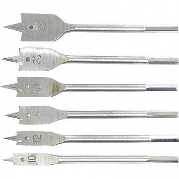 Набор сверл перовых по дереву "Сибртех" Ø10-12-16-18-20-25мм (уп.6шт) шестигранный хвостовик 704155