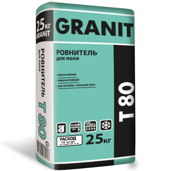 Ровнитель для пола GRANIT T-80 25 кг  для вн./нар.работ 50шт.