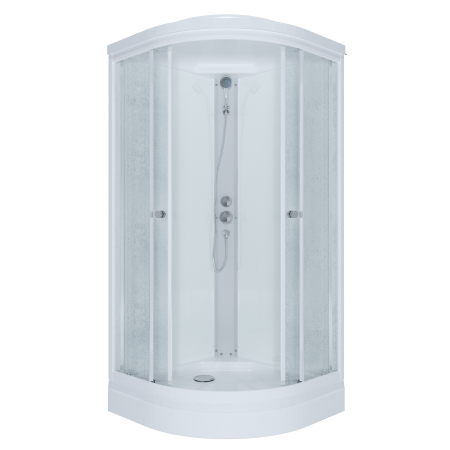 Душ кабина РИФ А 90x90 1/4 круга, низ.поддон Грейс Белый ДН4 7мест+Сифон D=90мм