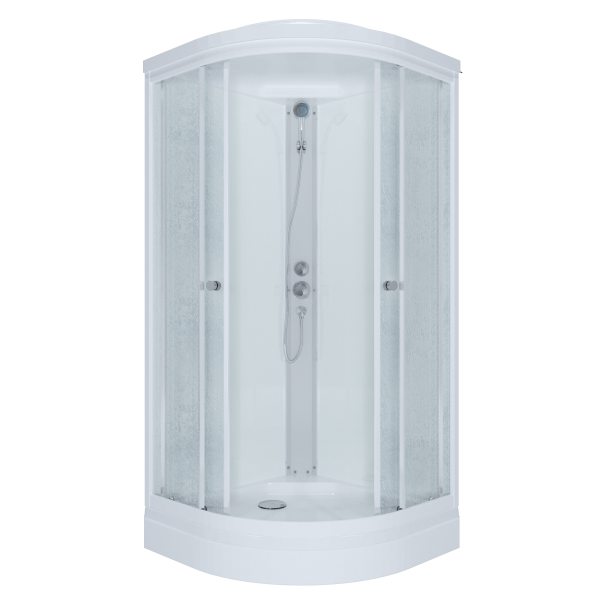 Душ кабина РИФ А 90x90 1/4 круга, низ.поддон Грейс Белый ДН4 7мест+Сифон D=90мм