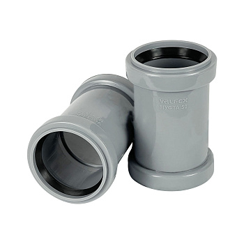 Муфта двухраструбная 50мм вн. канализация (350) VALFEX (соединительная, с перегородкой)