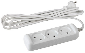 Евроудлинитель ЭРА 3 гнезда 10м Белый ПВС 3х0,75 10А Б0038578