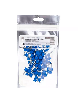 Наконечник штыревой НШВИ 2,5-13 Двойной синий КВТ (100/1) 79469