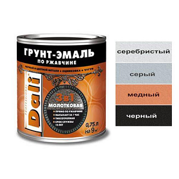 Грунт-Эмаль по ржавчине молотковая серый, 0,75л 20408 Dali
