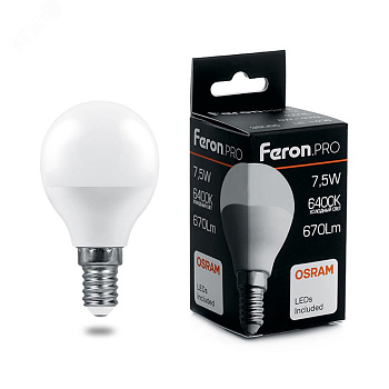 Лампа LED ШАР 7,5W 6400К E14 Холодный 230V LB-1407 OSRAM 38073